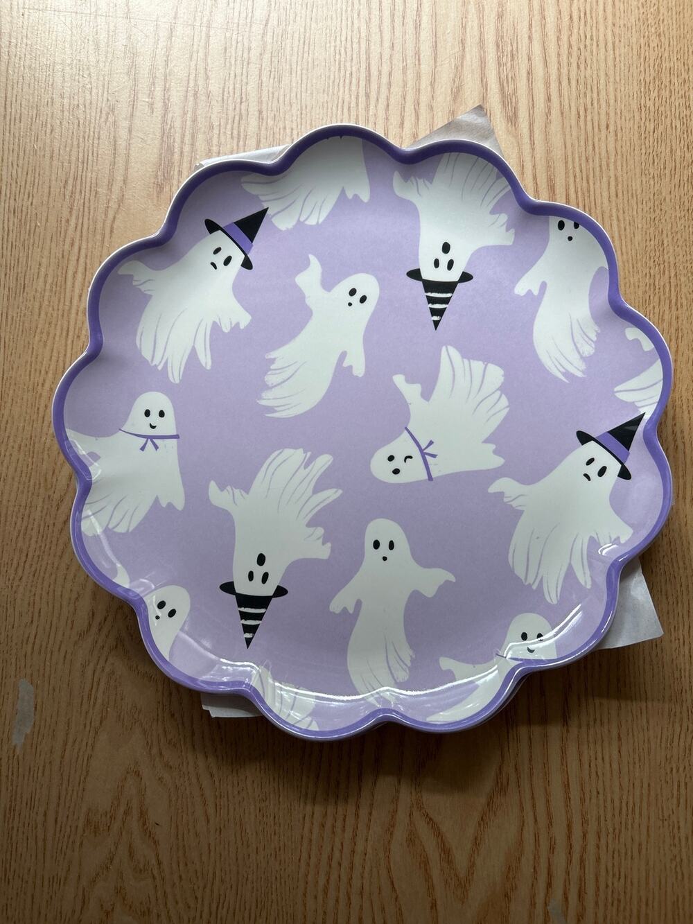 New Hyde and Eek 4pc Ghostπ» Plate Set Lilac Lavender Dishwasher Safe size 10.5β